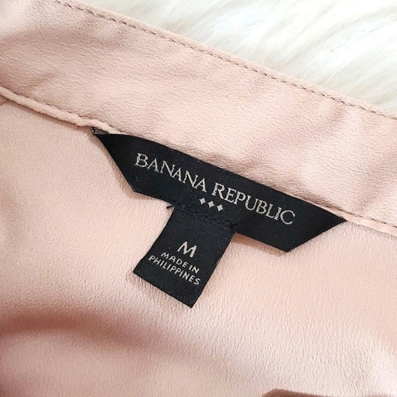 Banana Republic Beige Neutral Tone Satin Statement Sleeve Button Down Top Size M - Picture 12 of 15